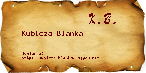 Kubicza Blanka névjegykártya